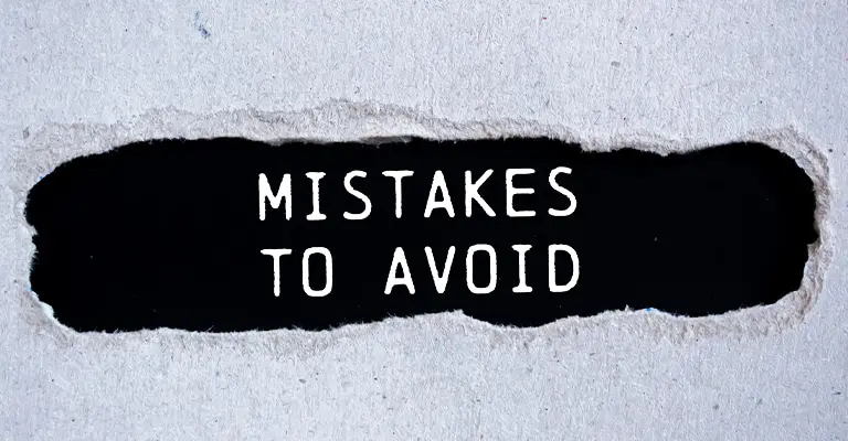 Torn paper reveals a black background with the words "MISTAKES TO AVOID" in white letters. This can introduce common errors people make when trying to protect your online reputation.